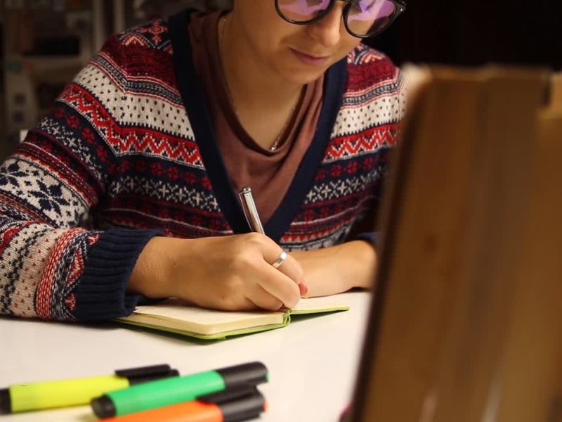 devojka uči za ispit na fakultetu